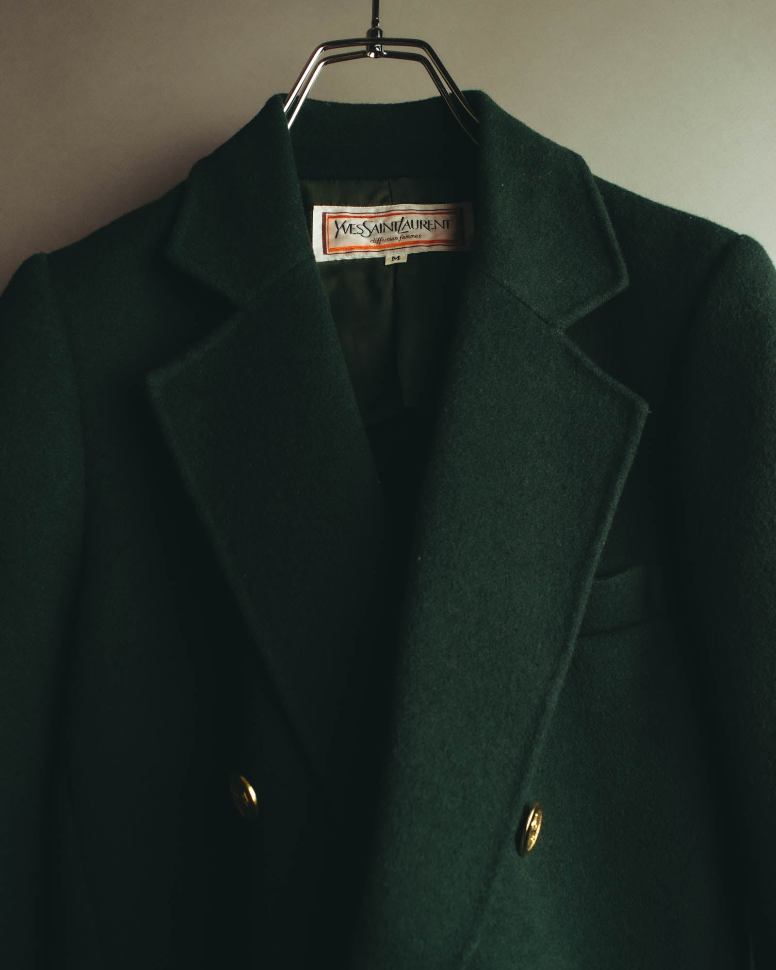 "Yves Saint Laurent" late 80's-early 90's Structured wool mohair double breasted coat