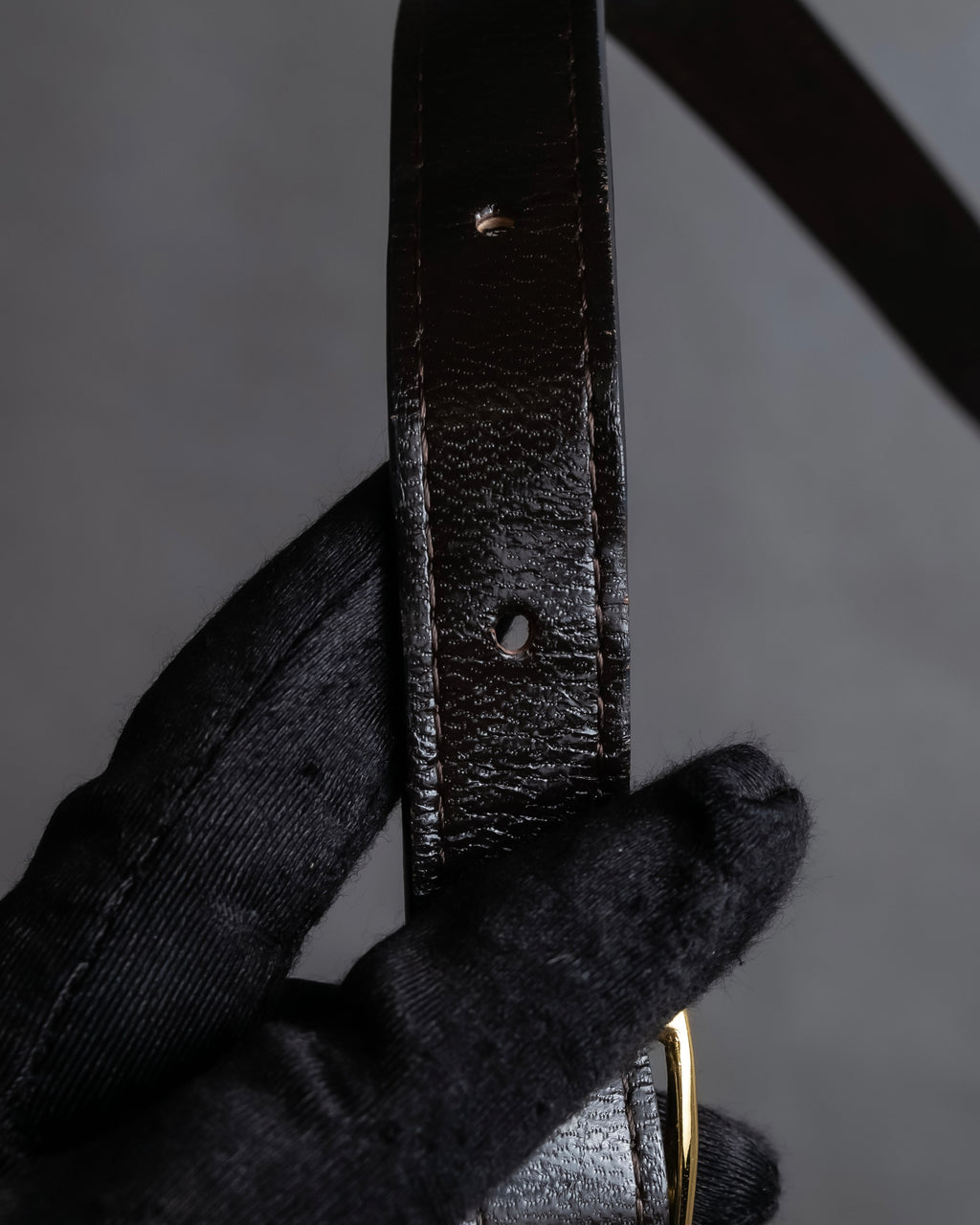 "YVES SAINT LAURENT" Brogue decorative design lizard embossed leather shoulder bag