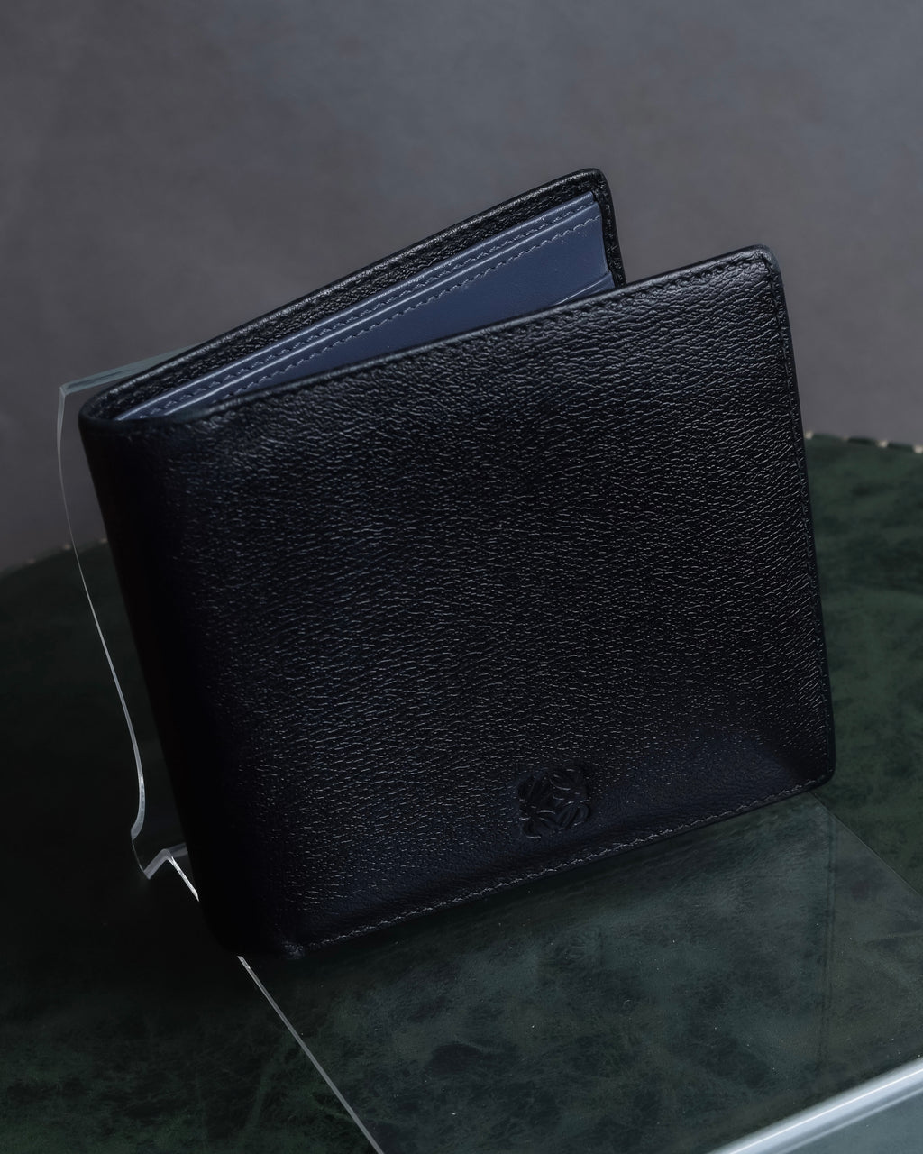 "LOEWE" Logo engraved bi-fold leather wallet