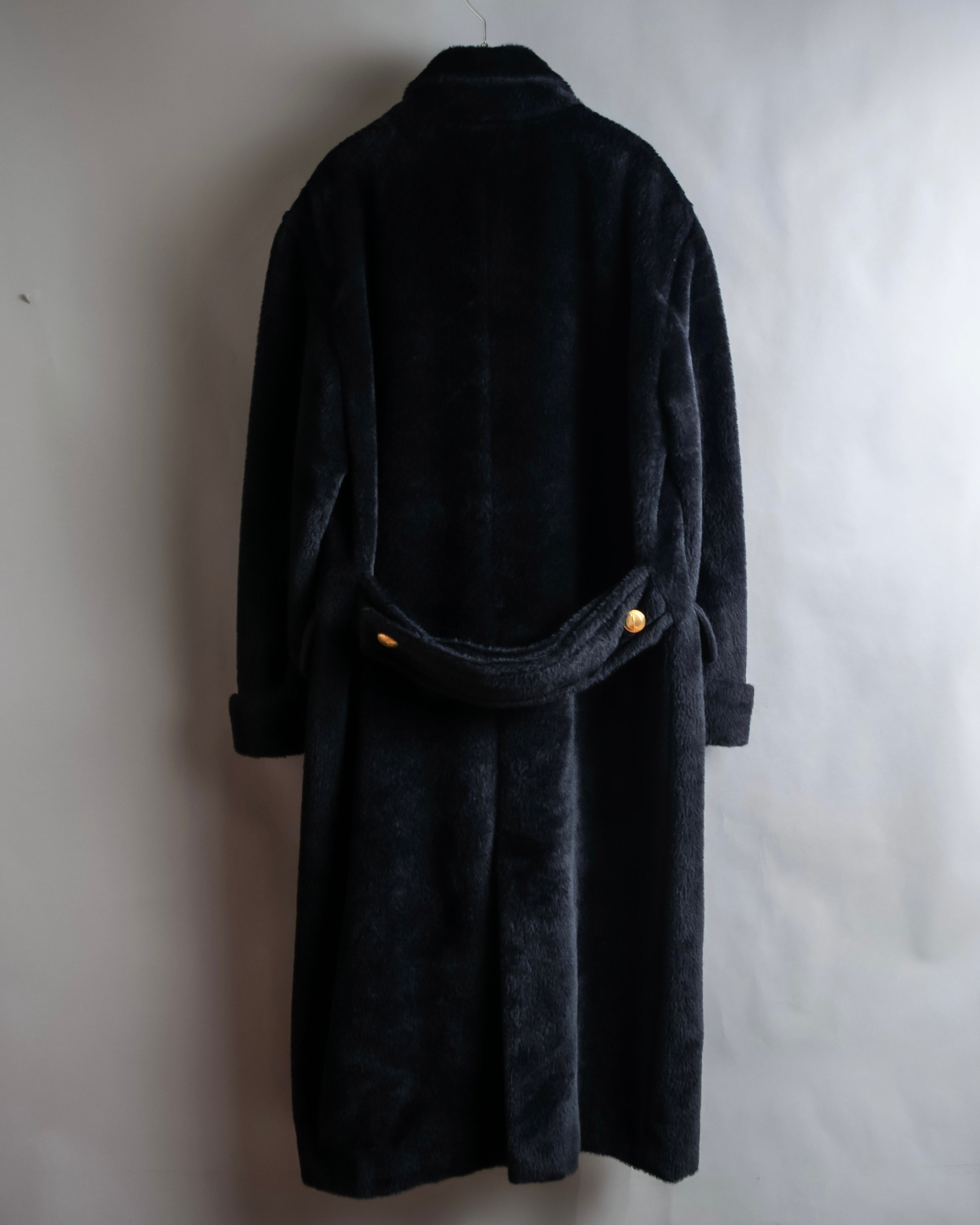 "GUCCI" 80's Gold button design brushed wool long chester coat