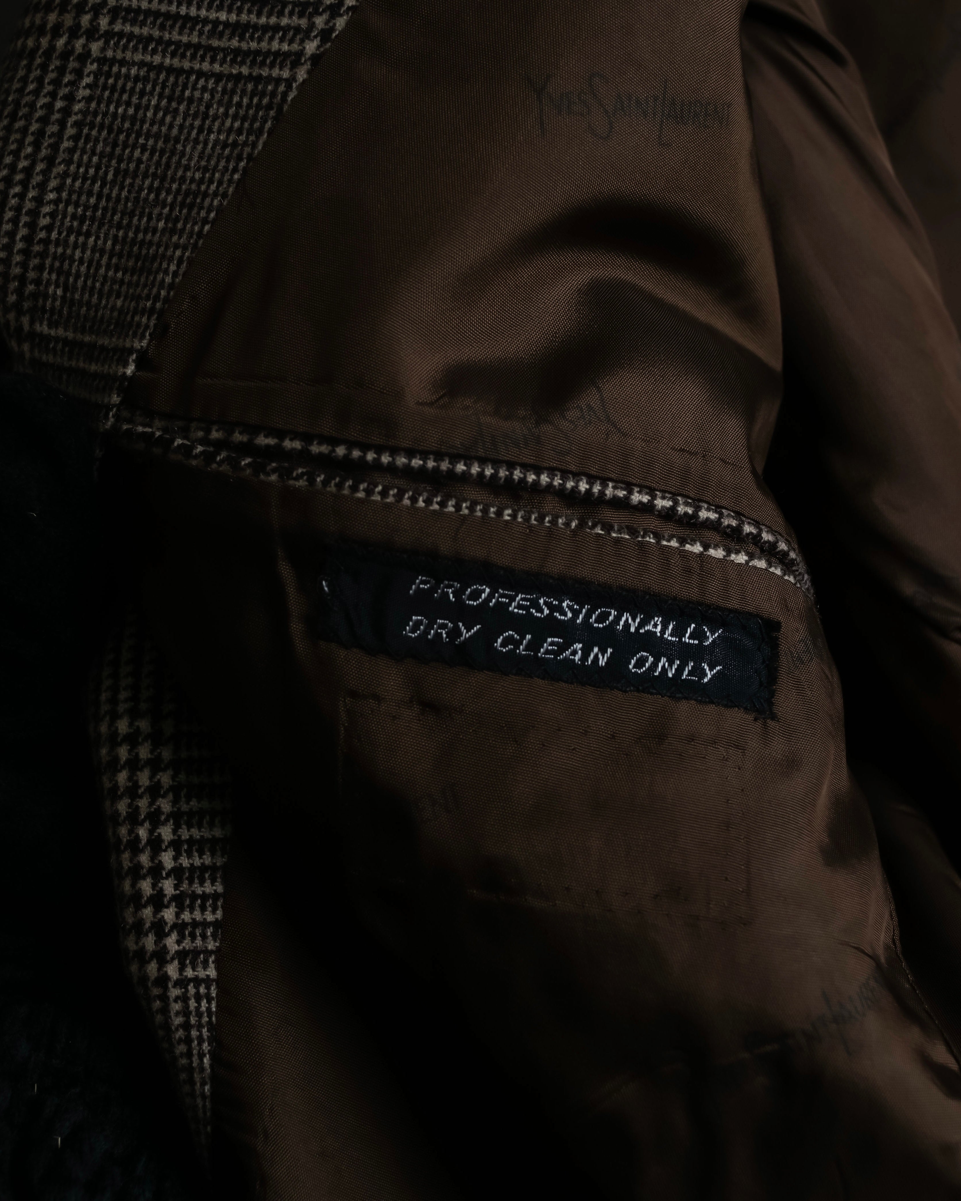 "YVES SAINT LAURENT" Glen plaid oversized wool tailored jacket