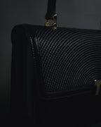 "Tiffany & Co." 80’s-90’s Structured ribbed leather top-handle bag