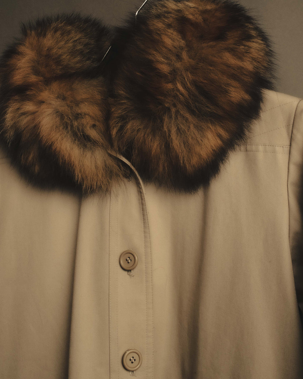 "Yves Saint Laurent" Vintage fox fur trimmed hooded long coat