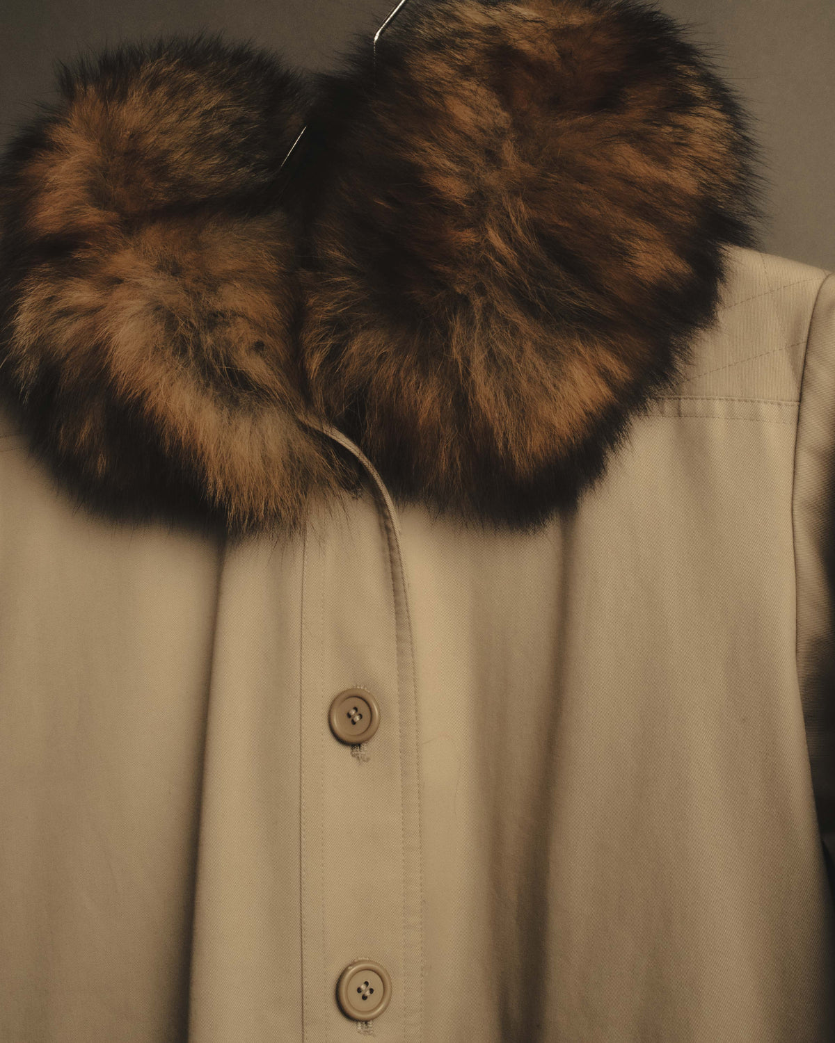 "Yves Saint Laurent" Vintage fox fur trimmed hooded long coat