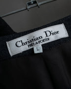 "Christian Dior" Front button design flare wool skirt