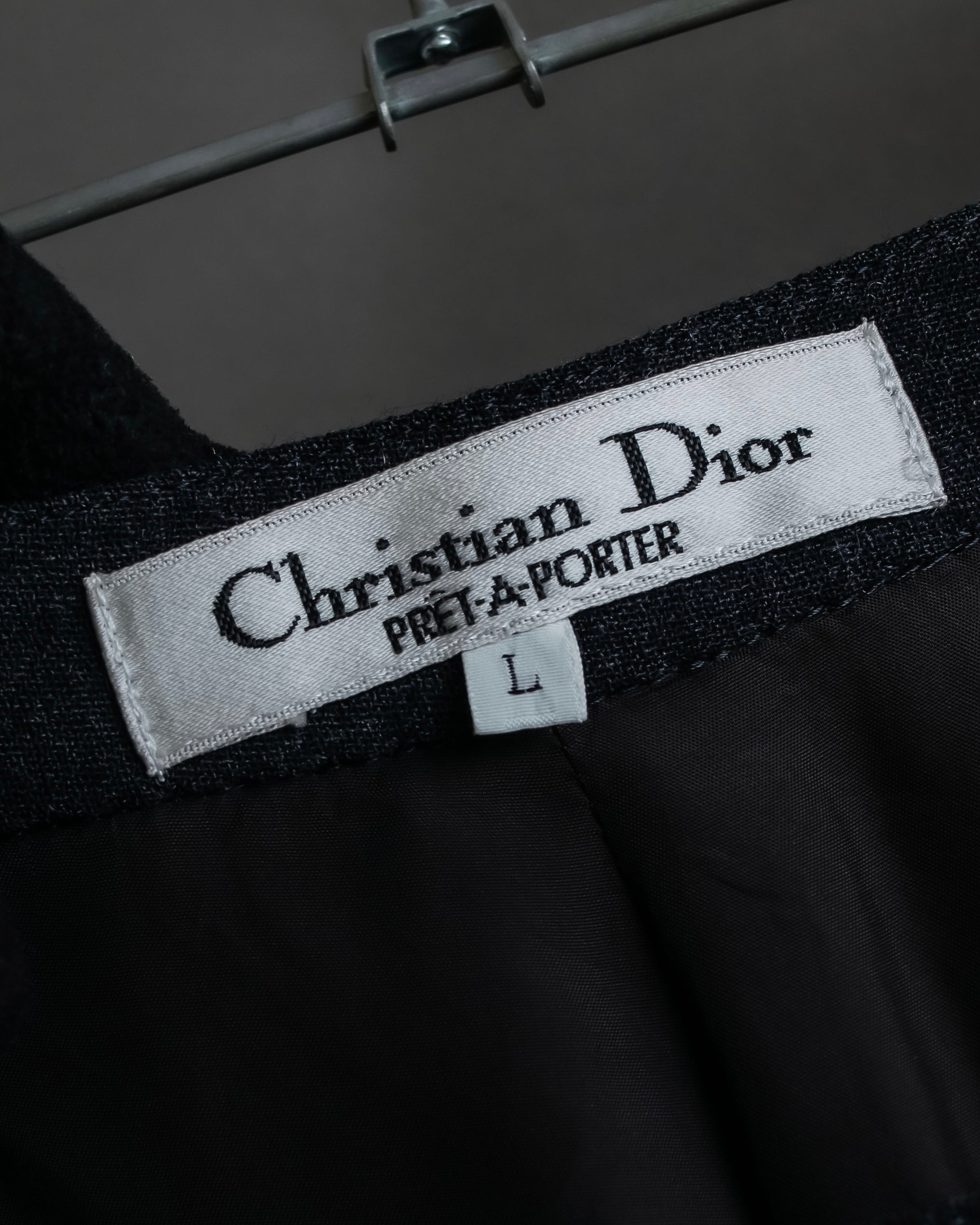 "Christian Dior" Front button design flare wool skirt