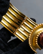 "LOEWE" Leather combination half moon gold bangle