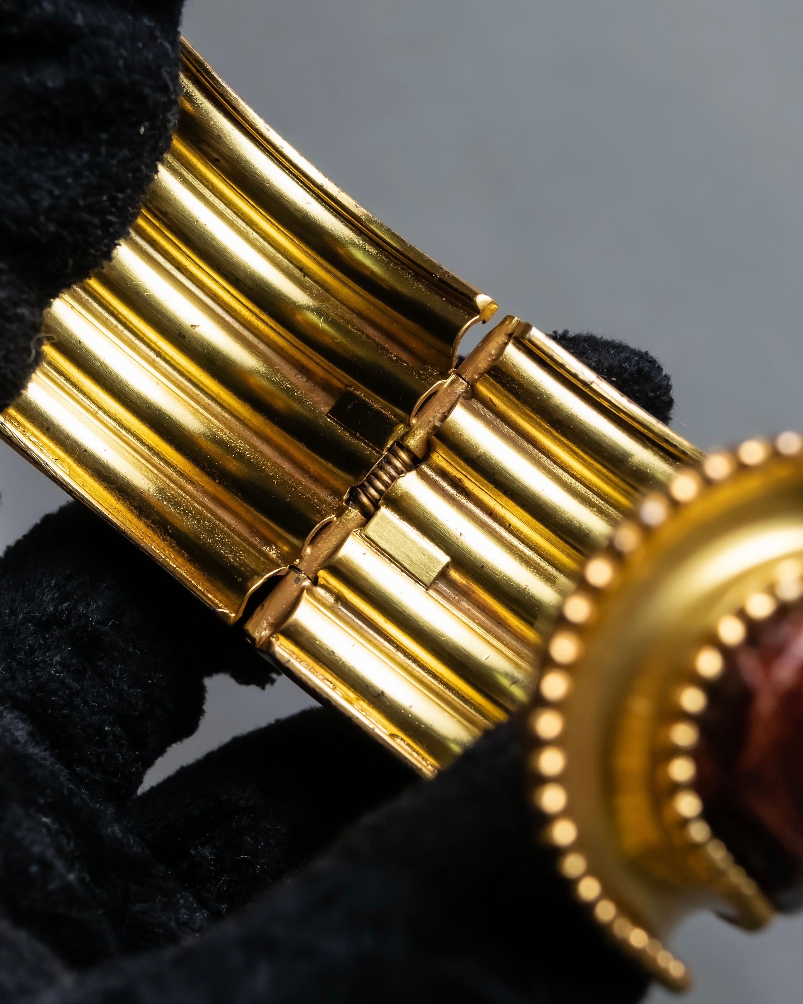 "LOEWE" Leather combination half moon gold bangle