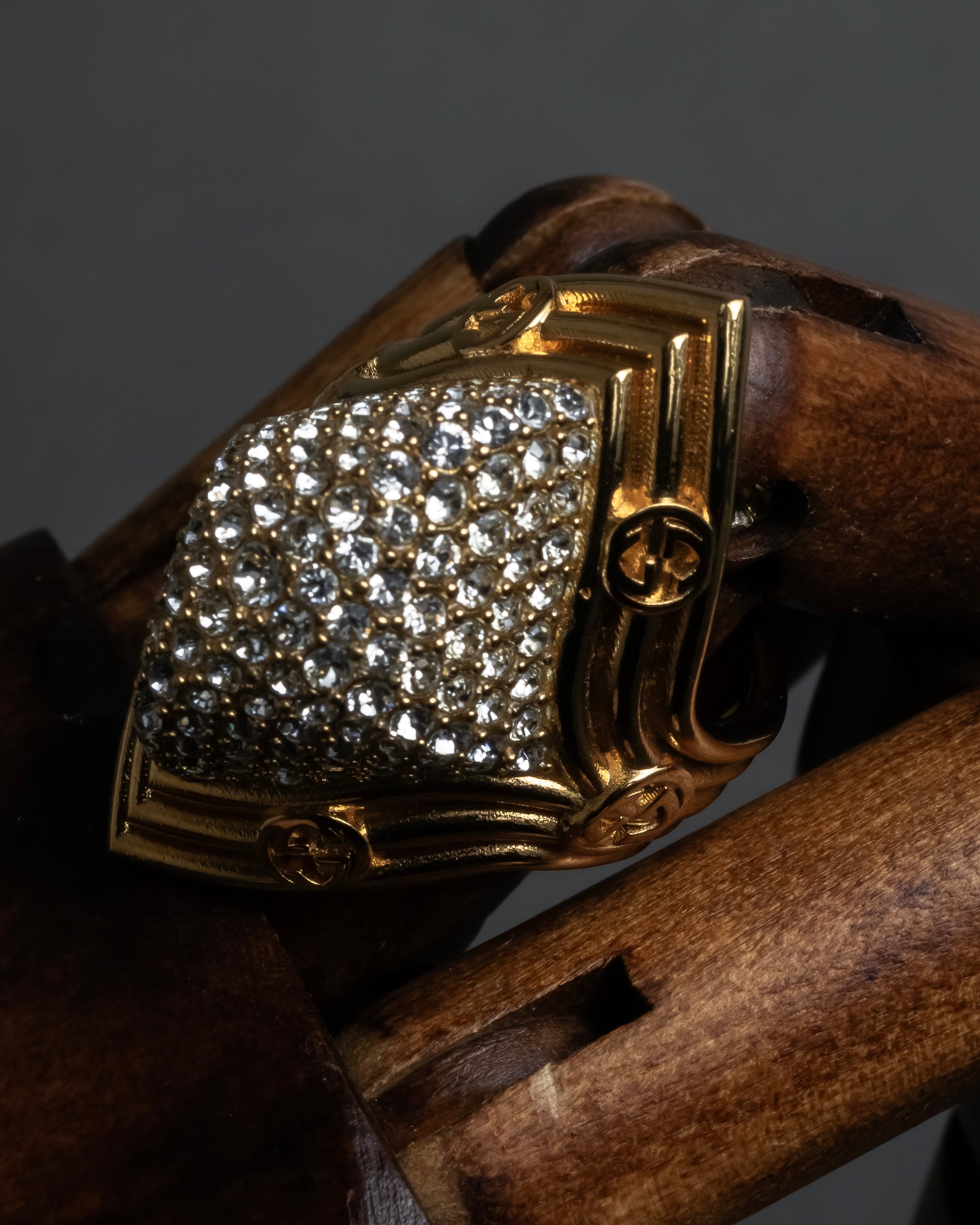 "GUCCI" Interlocking G rhinestone design dome-shaped ring