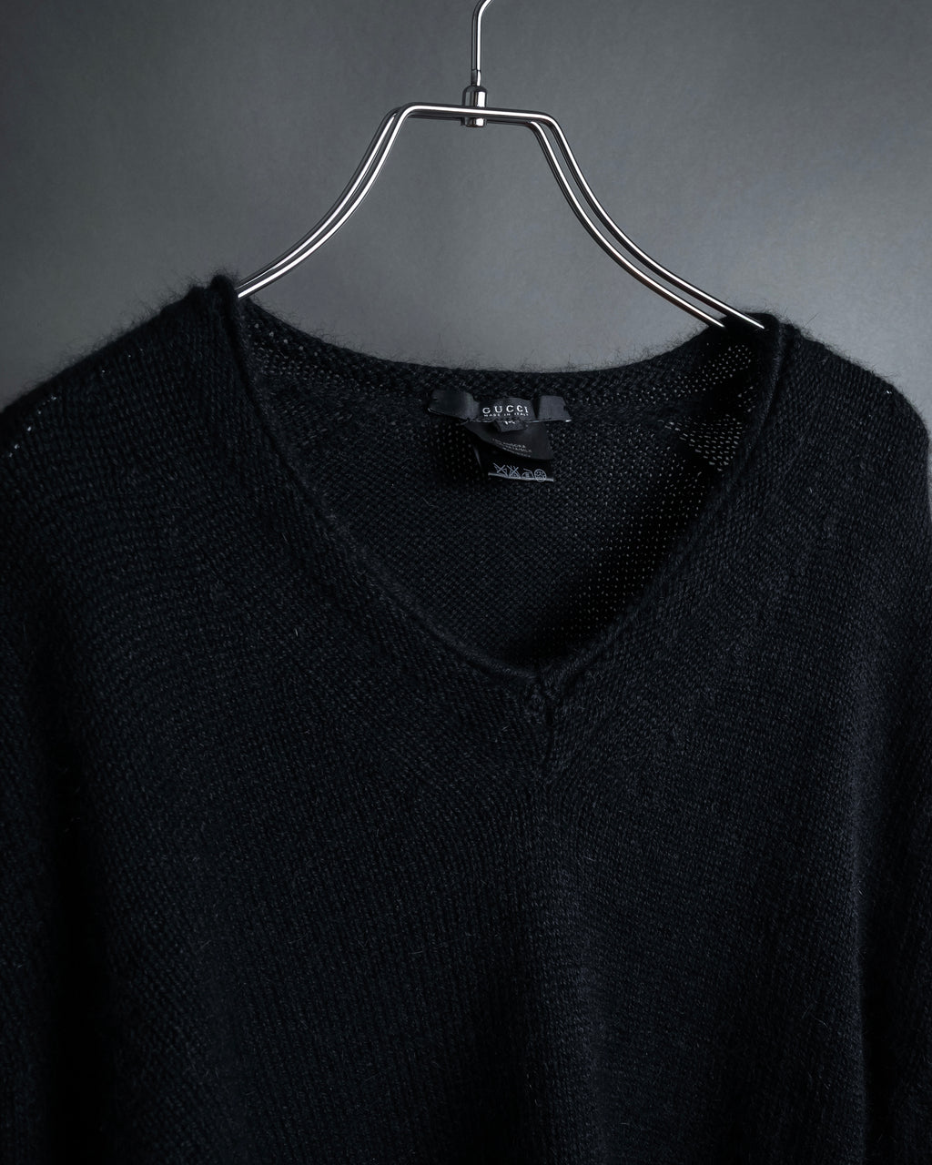 "GUCCI" Silky mix angora V-neck knit pullover