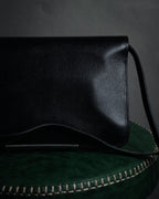 "Christian Dior" 80’s structured grained leather flap shoulder bag