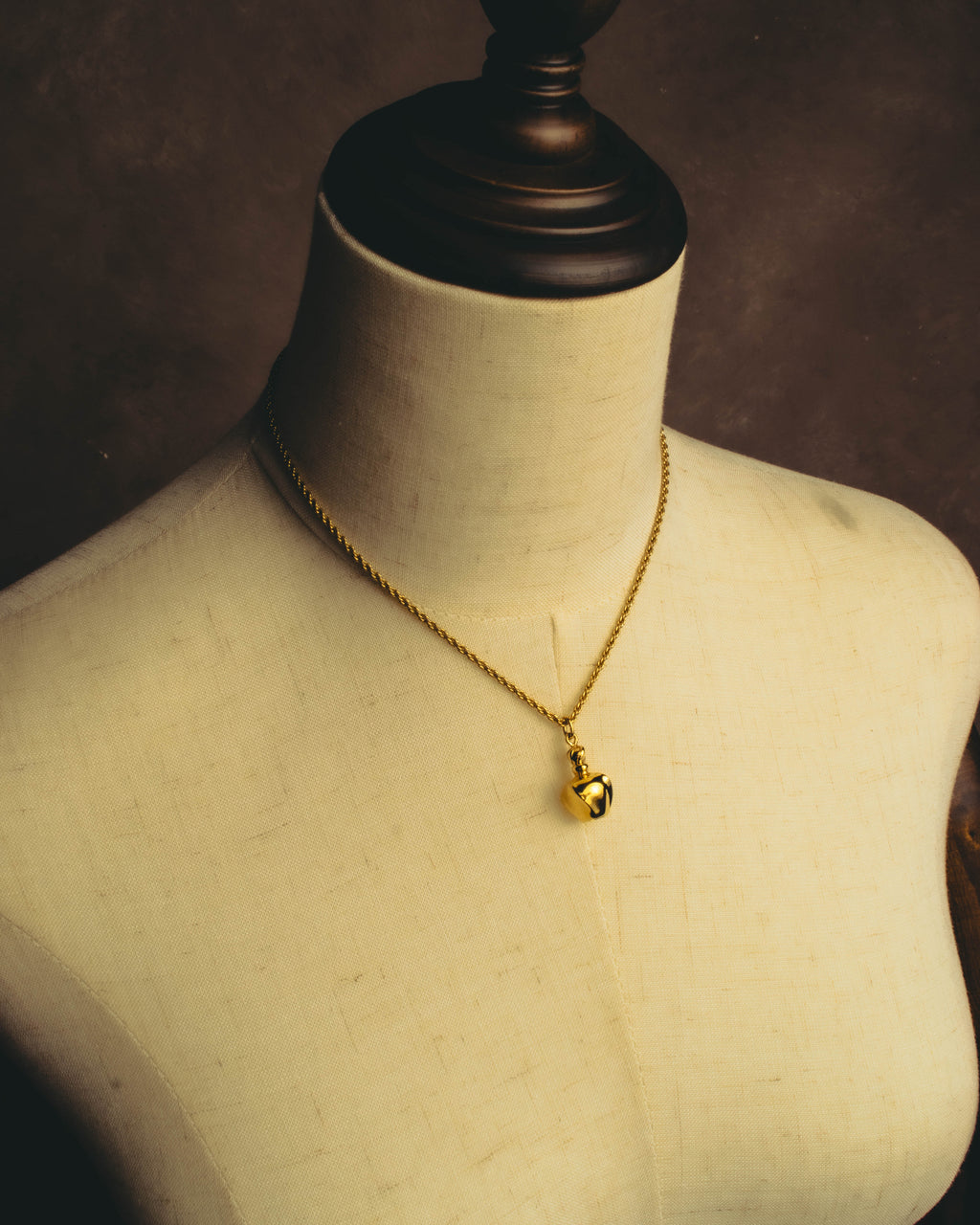 "Christian Dior" 80's-90's Gold tone bottle pendant necklace