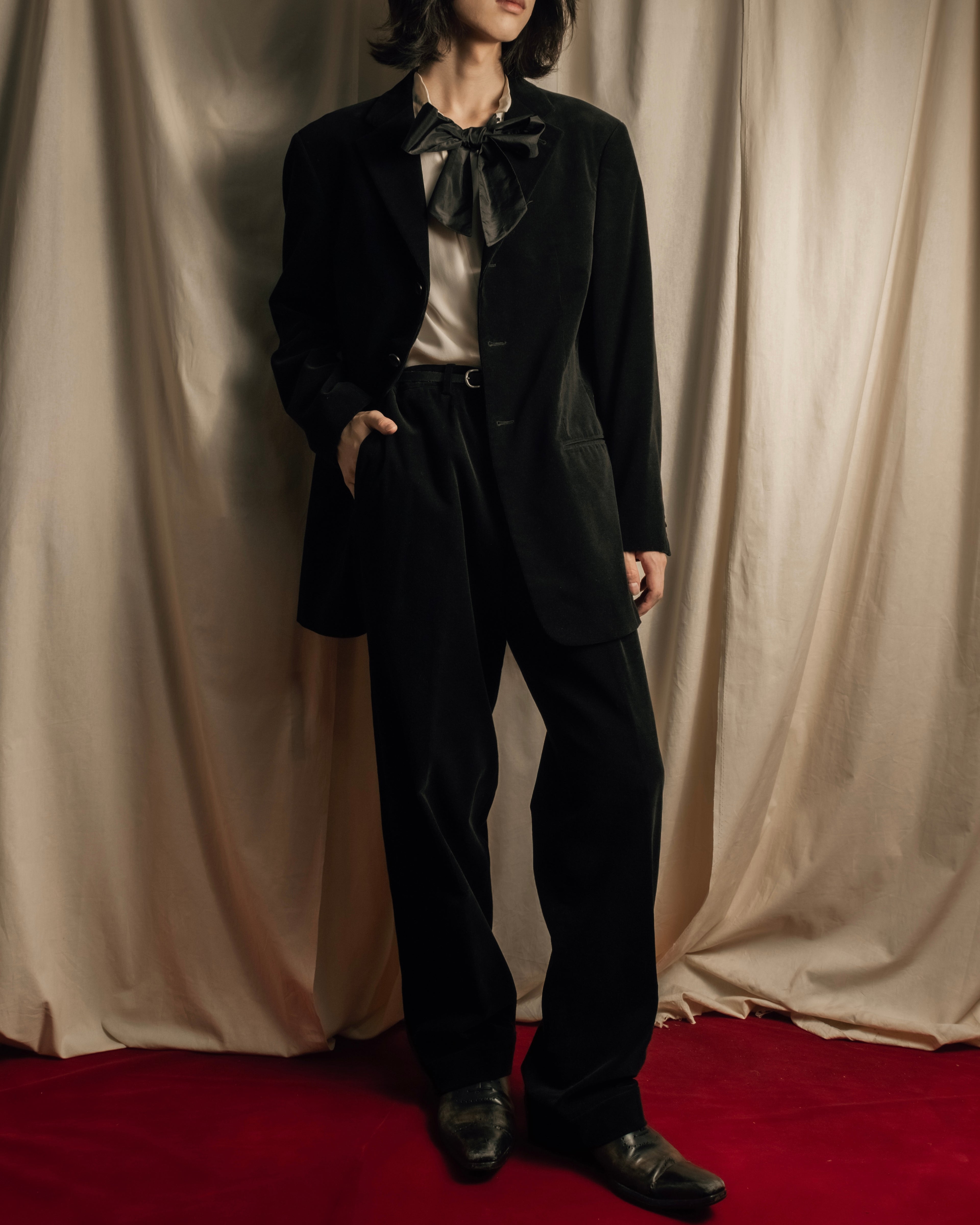 "ARMANI COLLEZIONI" Black corduroy relaxed set up