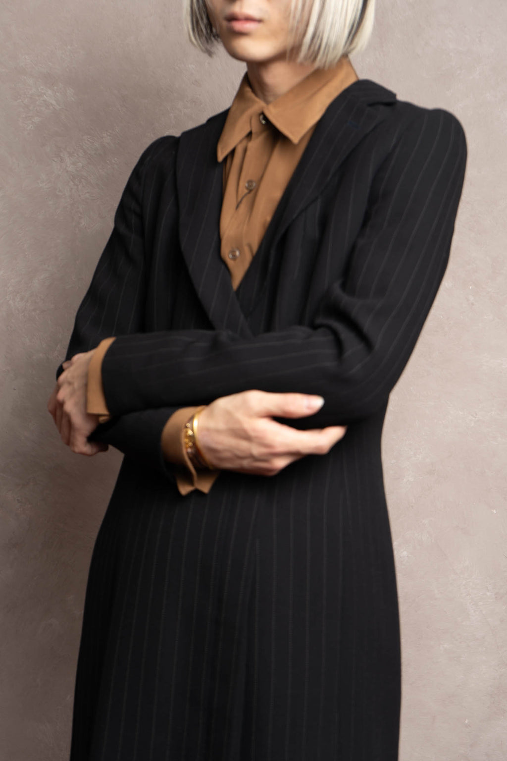 –SPECIAL– "GIORGIO ARMANI"
90’s Borgonuovo 21 pinstripe fly front long coat