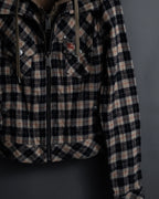 "BURBERRY Blue Label" Layered docking design hooded zip jacket