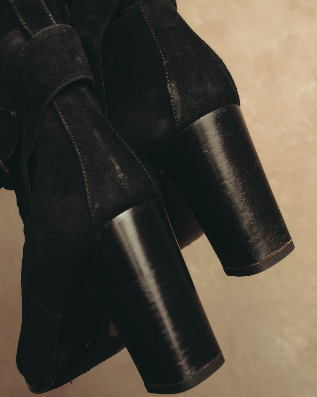 -SPECIAL- "Hermès" 90's-00's Margiela era fold-over black suede belt boots