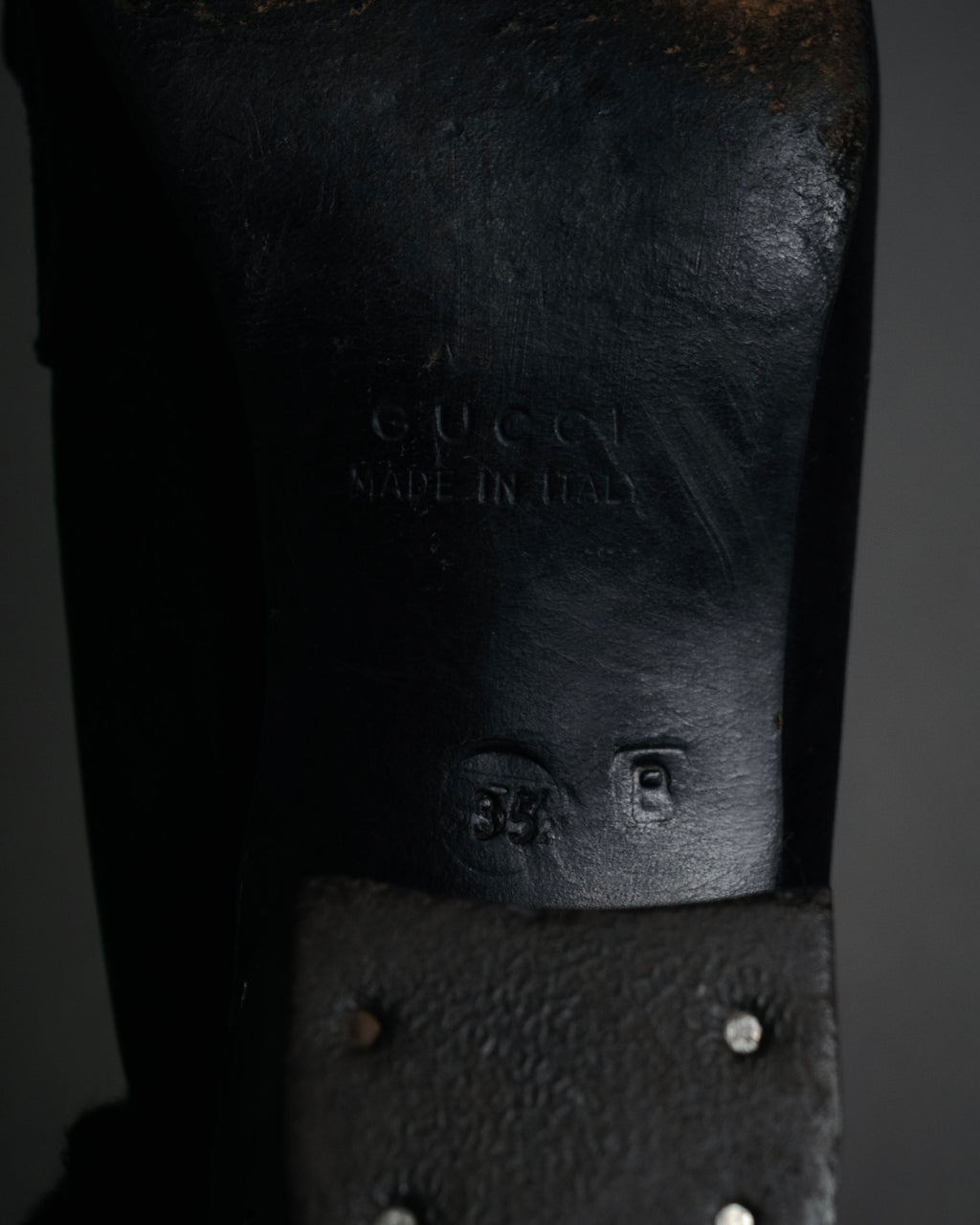 “GUCCI” 90’s-00’s Suede twist horsebit heeled loafers
