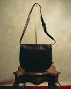 “Yves Saint Laurent” 70’s-80’s Perforated logo leather tassel shoulder bag