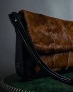 "GUCCI" Combination design hair calf leather bag