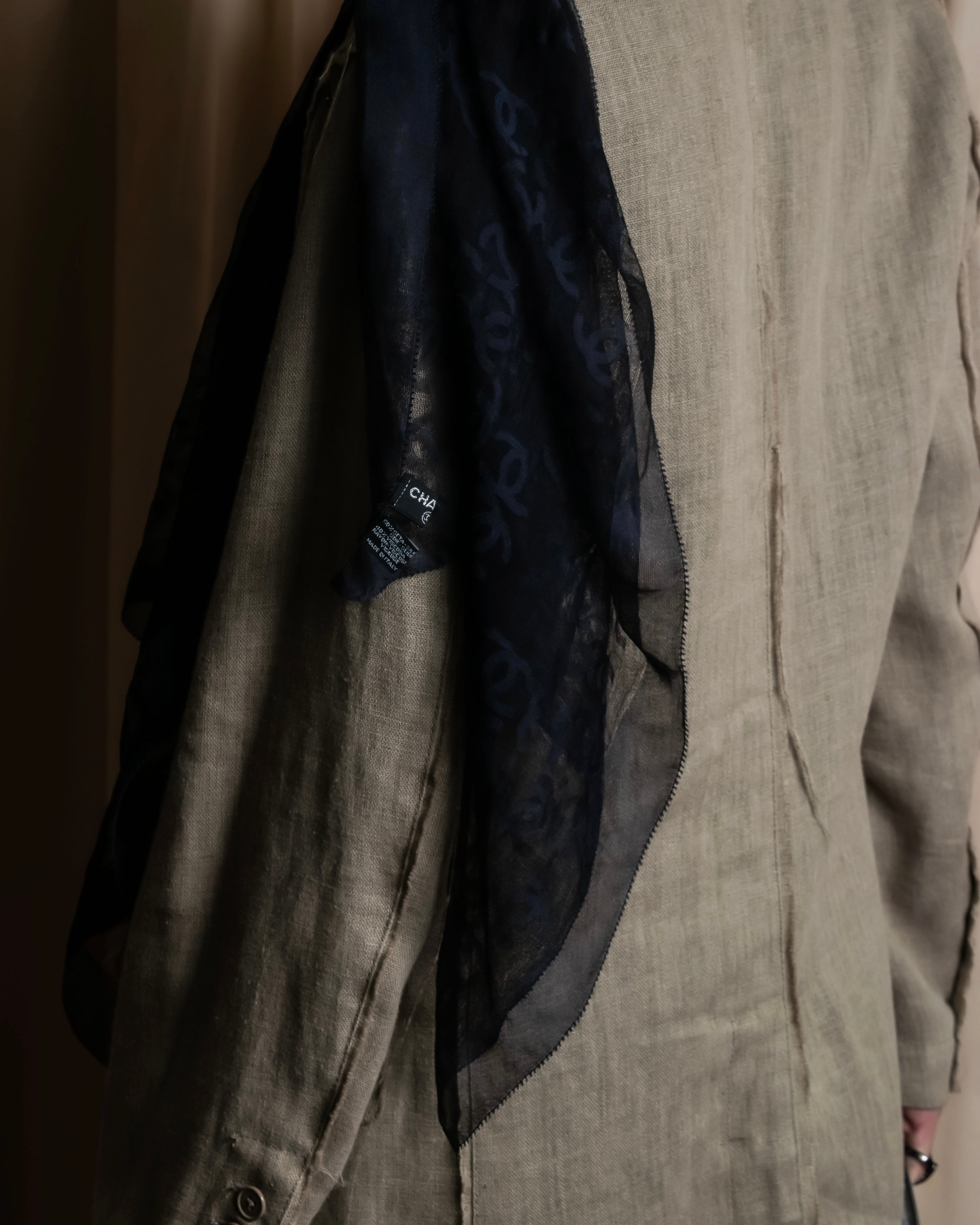 "CHANEL" Coco Mark scattered sheer large scarf