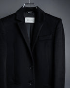 "GUCCI" Michele period solid black wool tailored coat