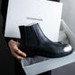 "CALVIN KLEIN" Silver metal toe cap side gore boots