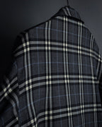 "BURBERRYS" Gold metal button design check pattern wool shirt