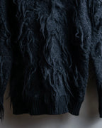 "JUNYA WATANABE COMME des GARCONS" Fringe design brushed V-neck knit pullover