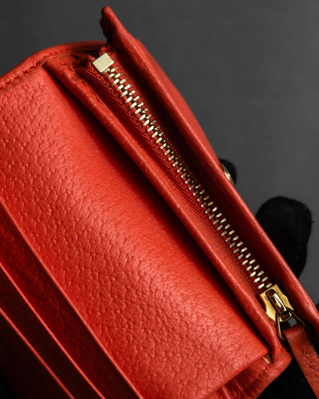 "GUCCI" Botanical pattern double G motif leather bifold wallet