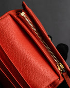 "GUCCI" Botanical pattern double G motif leather bifold wallet