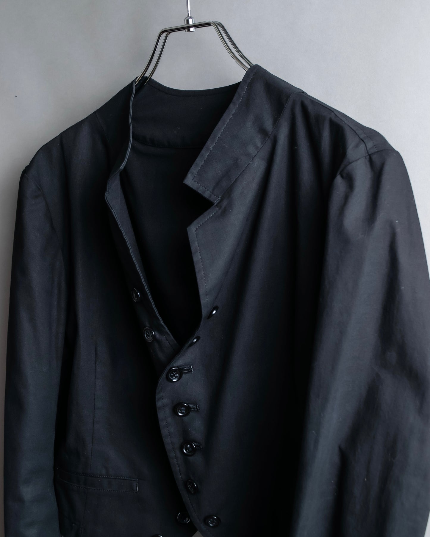 "Y's" No collar cotton short length spencer jacket