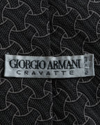 "GIORGIO ARMANI" Charcoal gray geometric pattern necktie