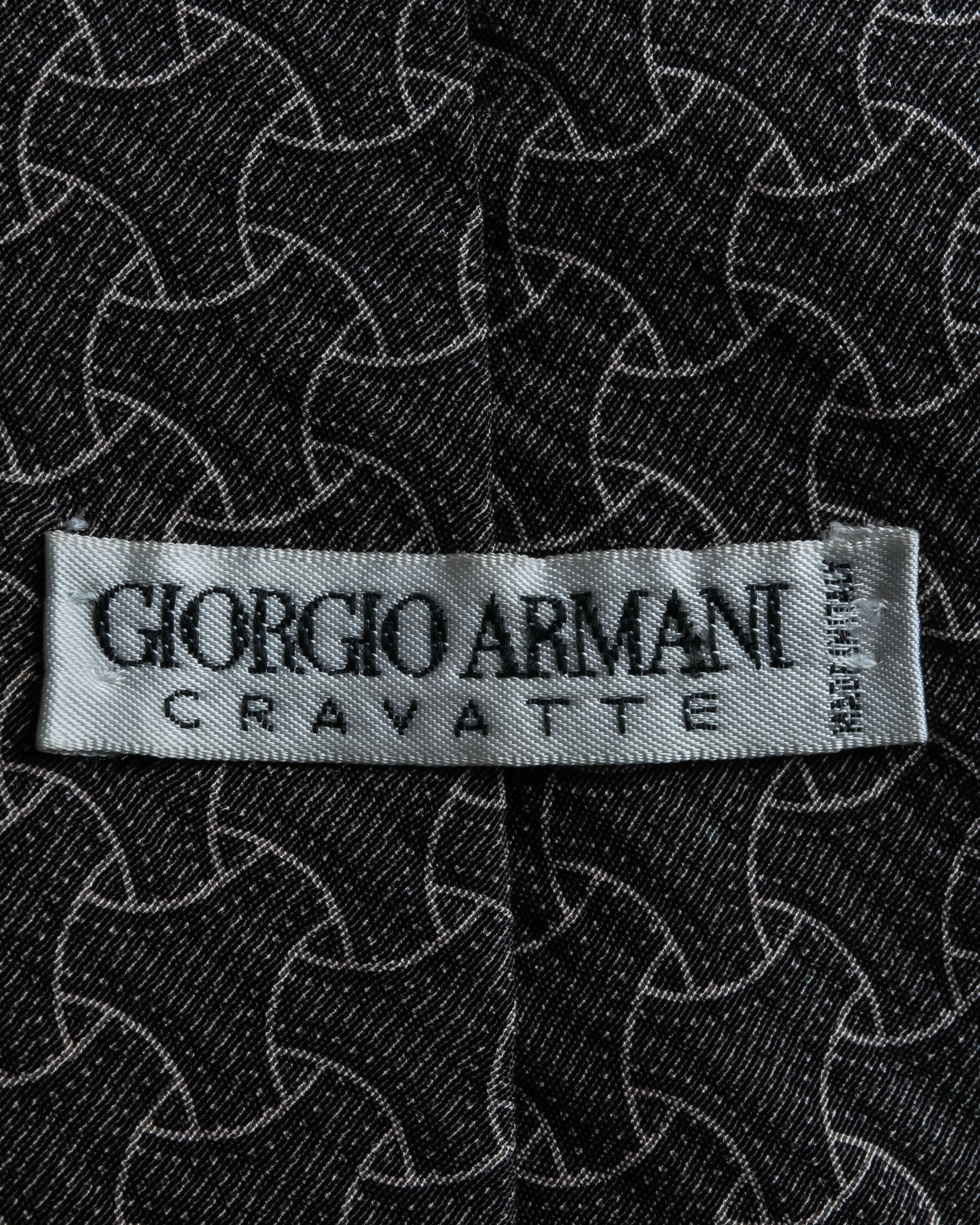 "GIORGIO ARMANI" Charcoal gray geometric pattern necktie