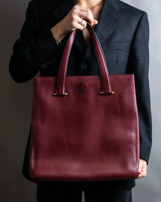 "Cartier" Jewelry ruby color leather tote bag