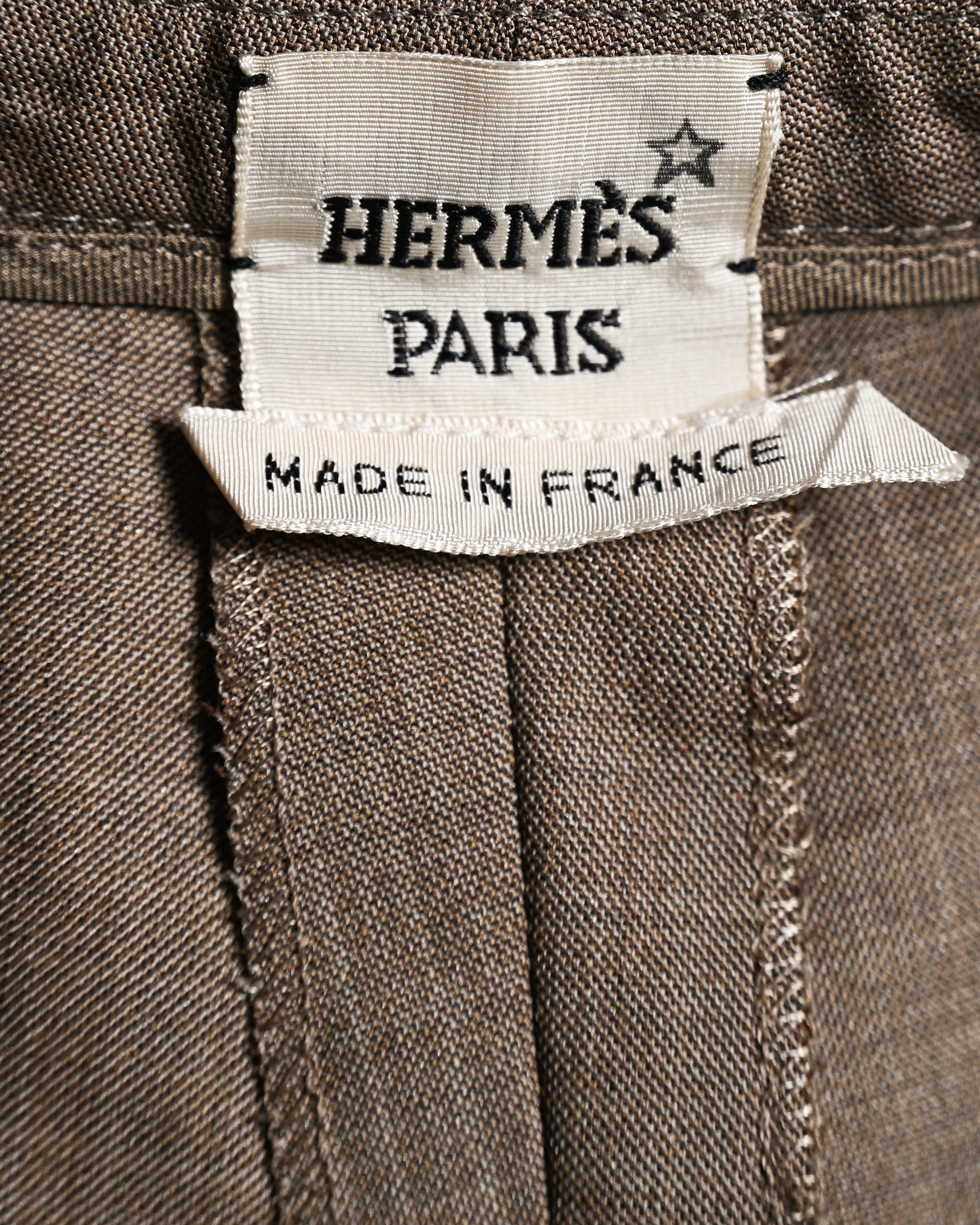 Hermes/ Silk Blended Waist Belt Shorts Brown