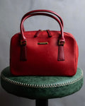 "BURBERRY" Bright red square silhouette leather handbag