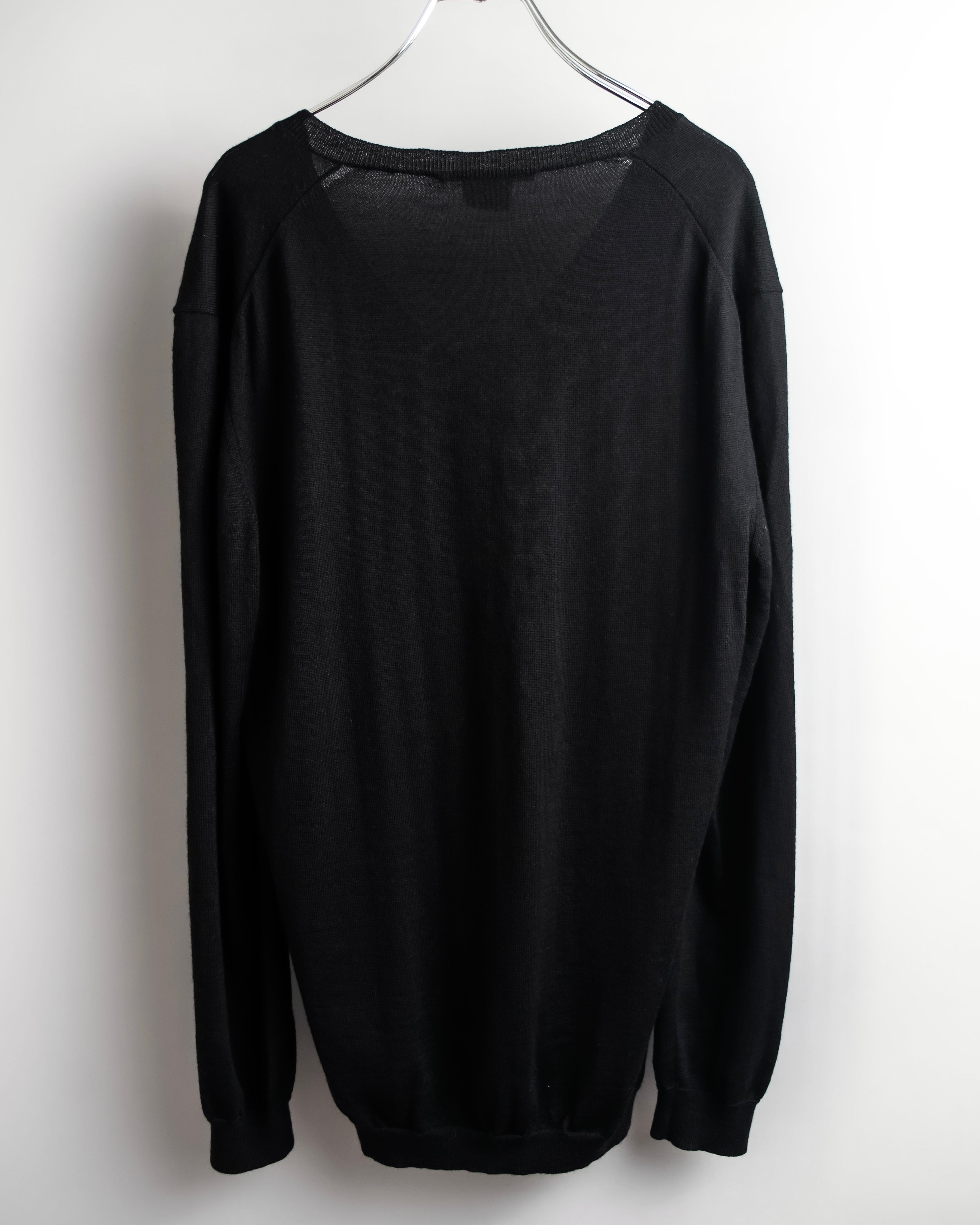 "GUCCI" G logo embroidered silk mix V-neck knit