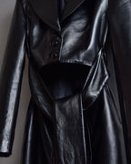 "MATÉRIEL TBILISI" Draped belted synthetic leather long jacket