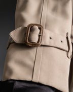 "BURBERRY" Military detail belted maxi length trench coat