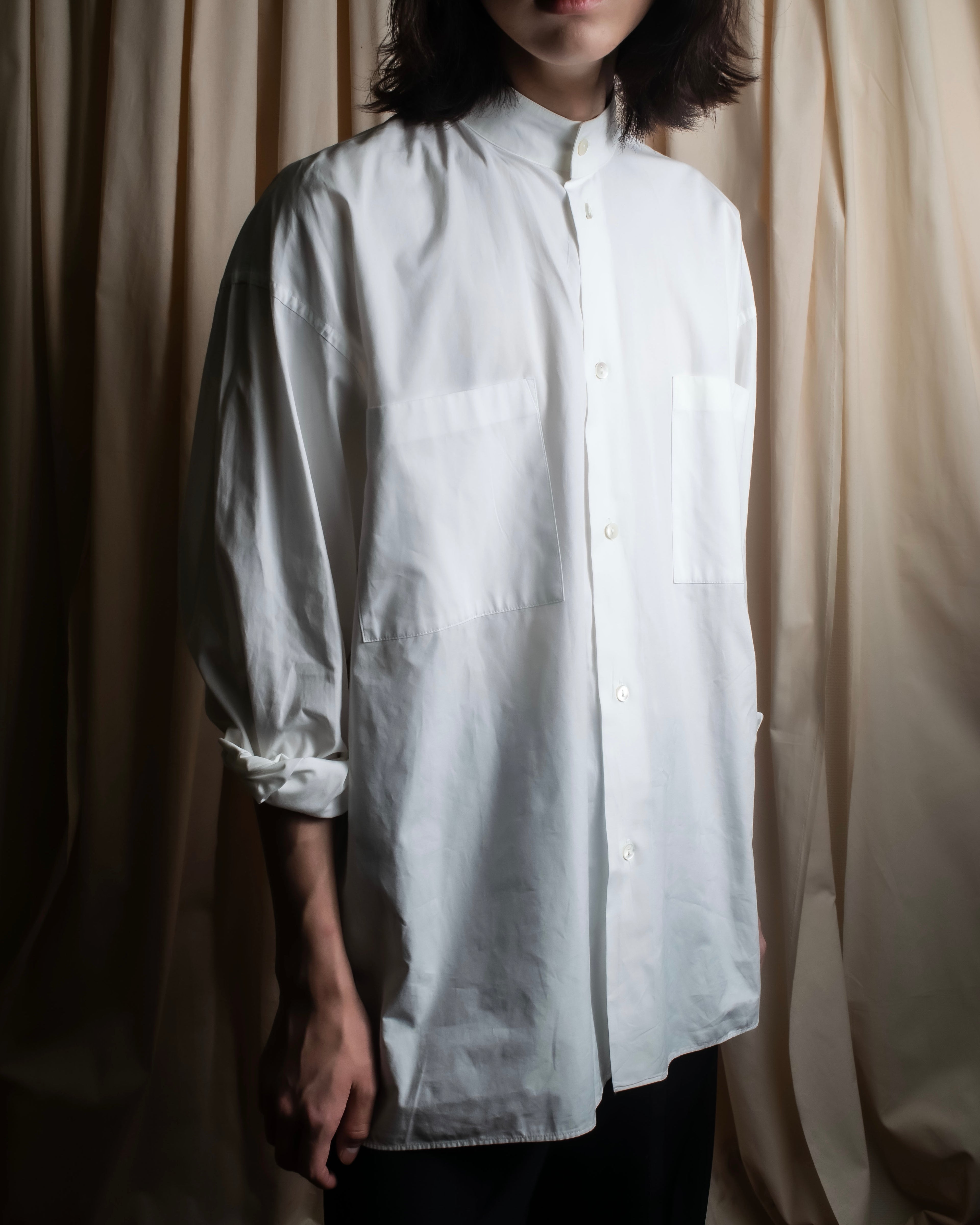"JEAN PAUL GAULTIER" Cotton poplin stand-collar white shirt