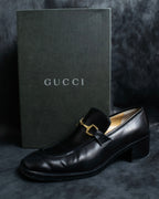 "GUCCI" Horsebit motif square toe heeled loafers