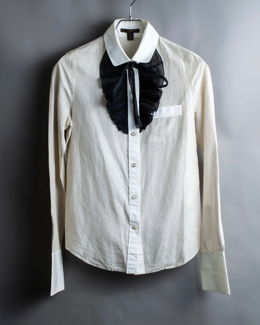 "LOUIS VUITTON" Ribbon frill design regular collar shirt