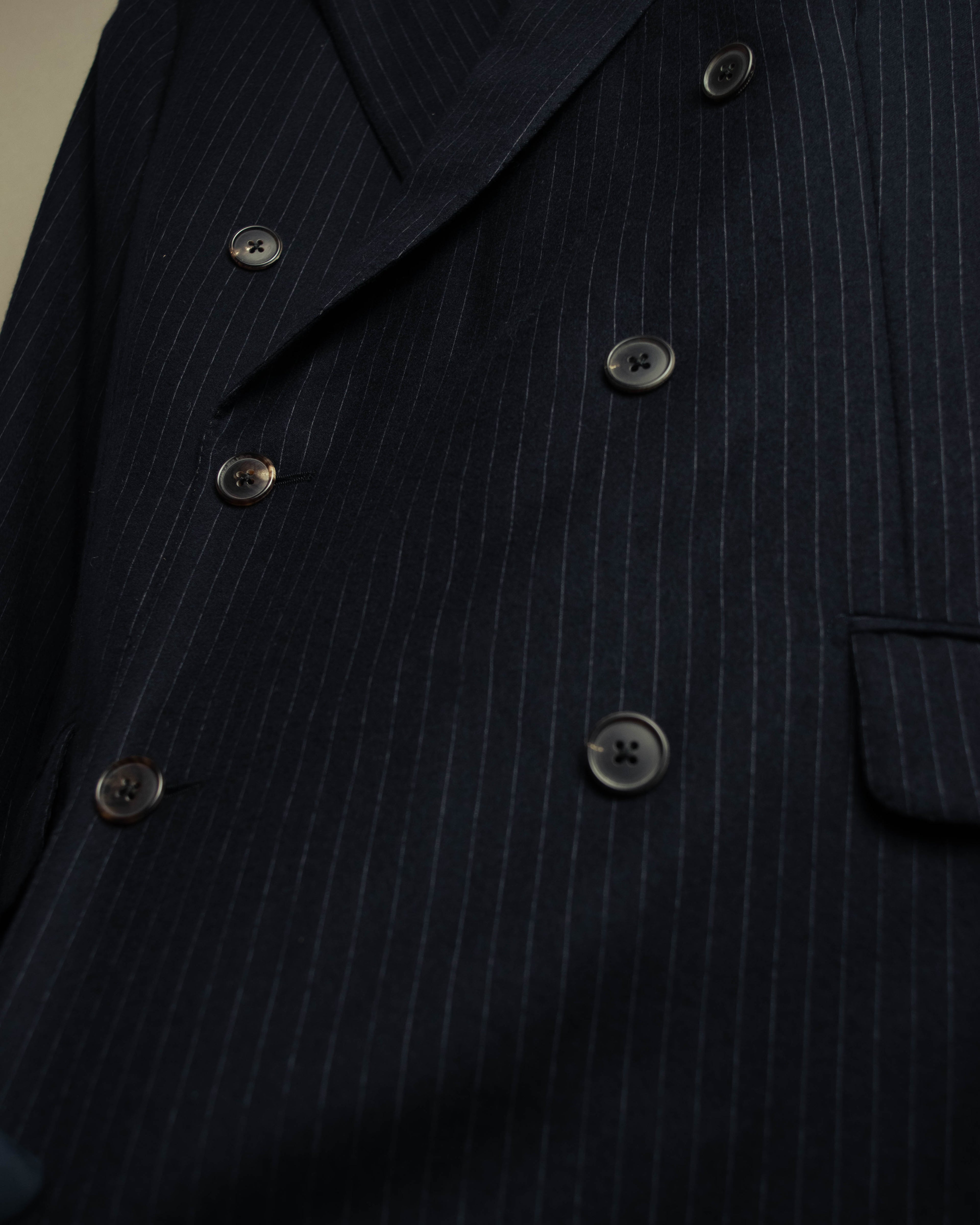 -SPECIAL- “Hermès” 80’s-90’s Super 120’s wool pinstripe double breasted setup