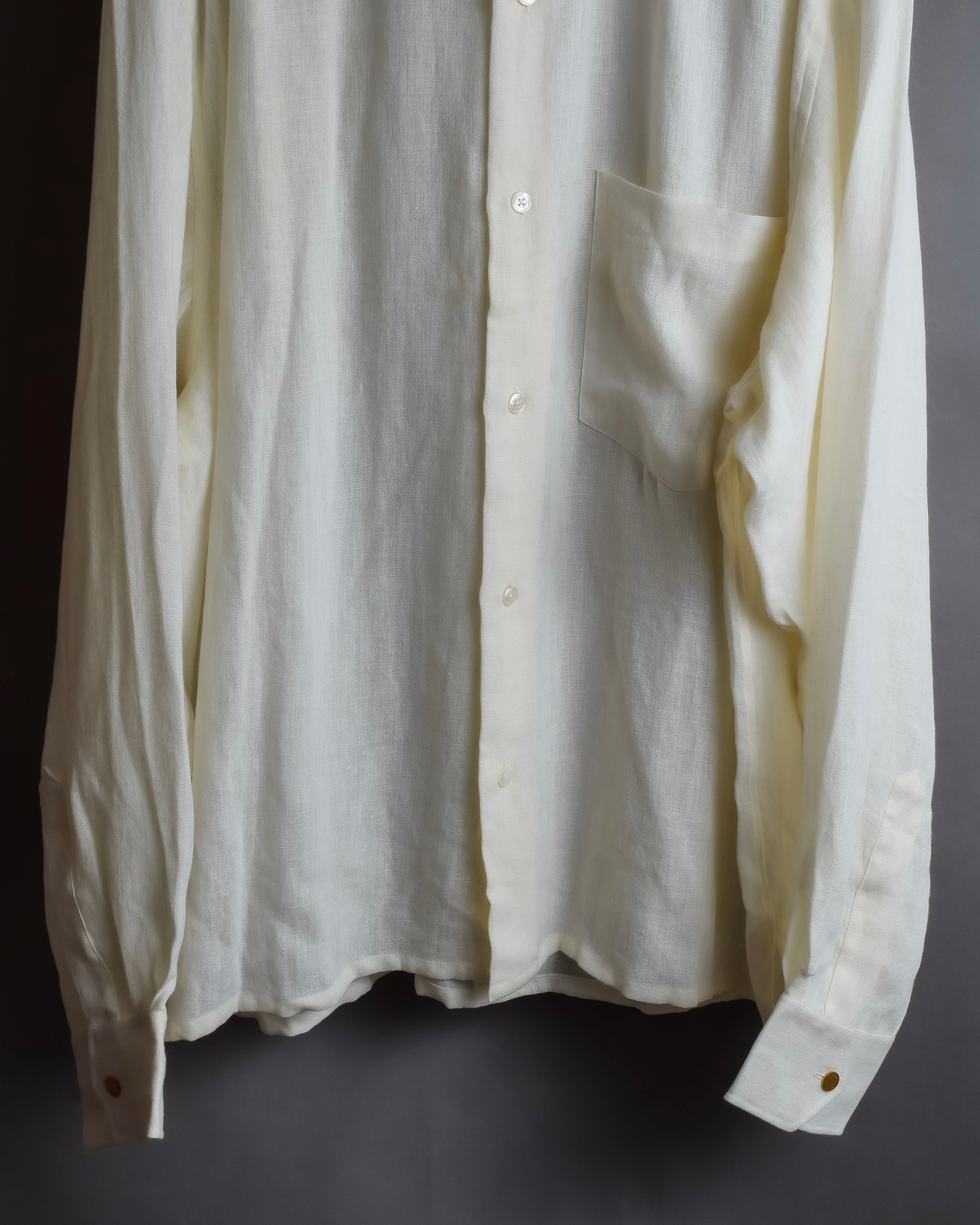 "HERMES" Detachable collar linen shirt