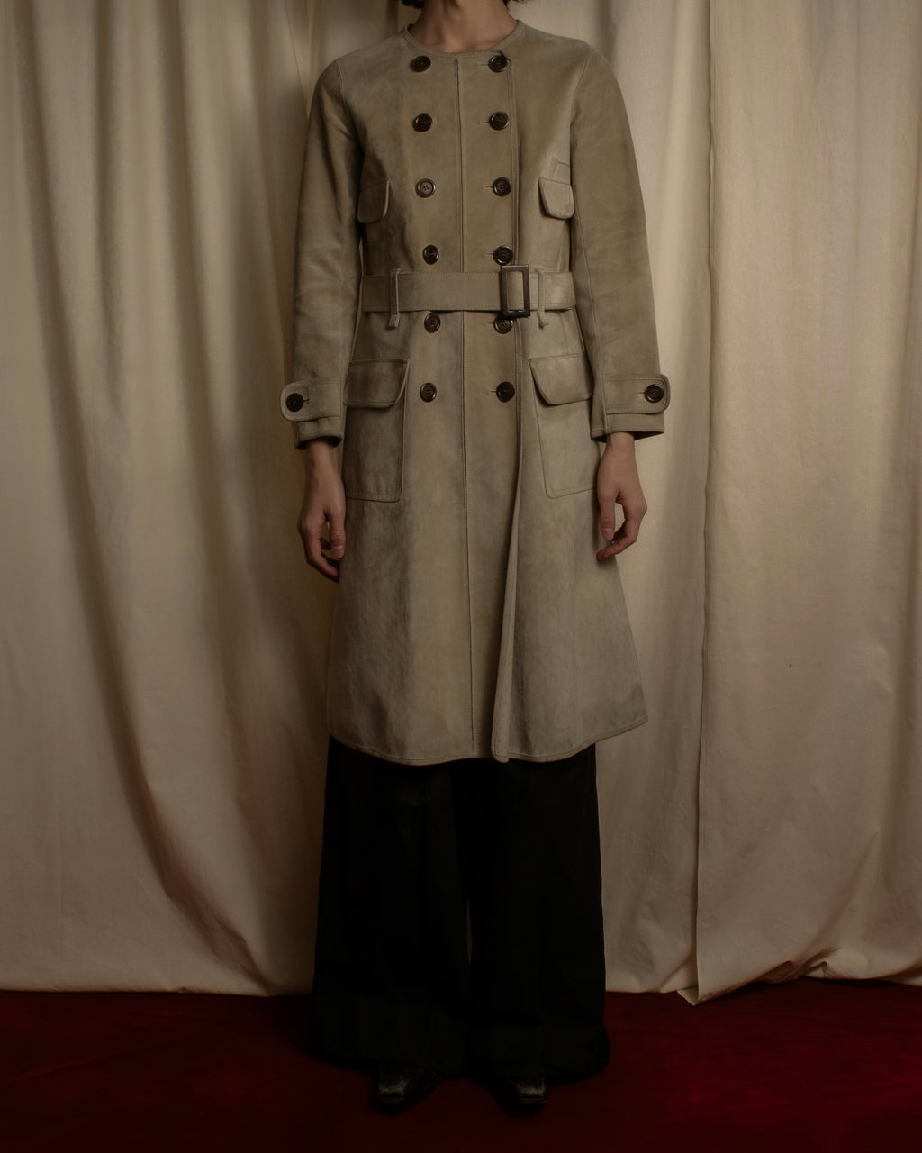 "LOUIS VUITTON" 00's Marc Jacobs period double-breasted suede coat