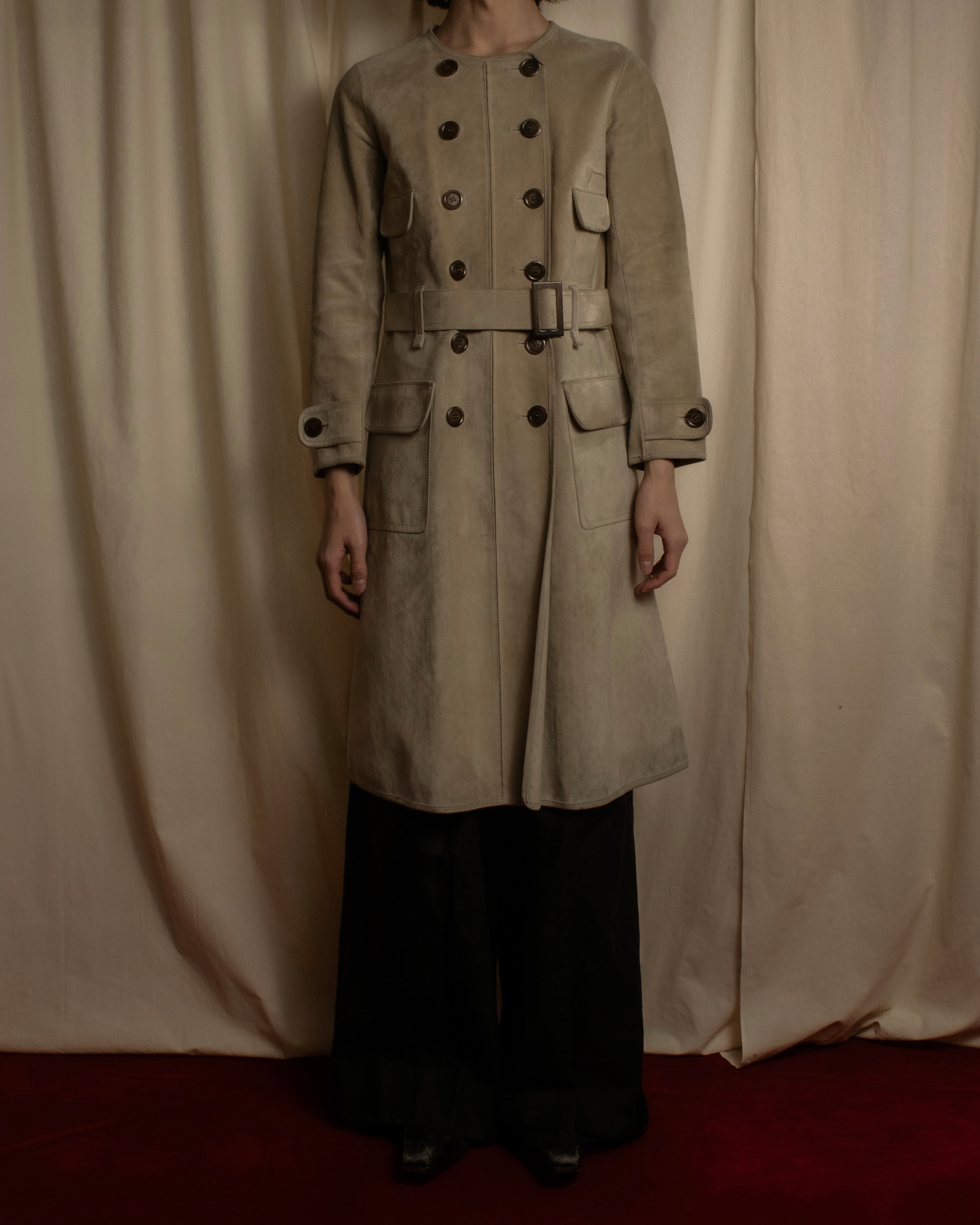 "LOUIS VUITTON" 00's Marc Jacobs period double-breasted suede coat