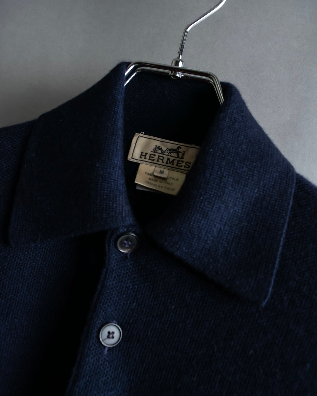 Hermès Camiseta de punto de cachemira azul marino hermosa