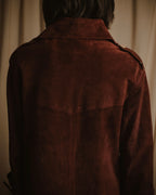 -SPECIAL- "GUCCI" 70’s Suede leather round collar coat