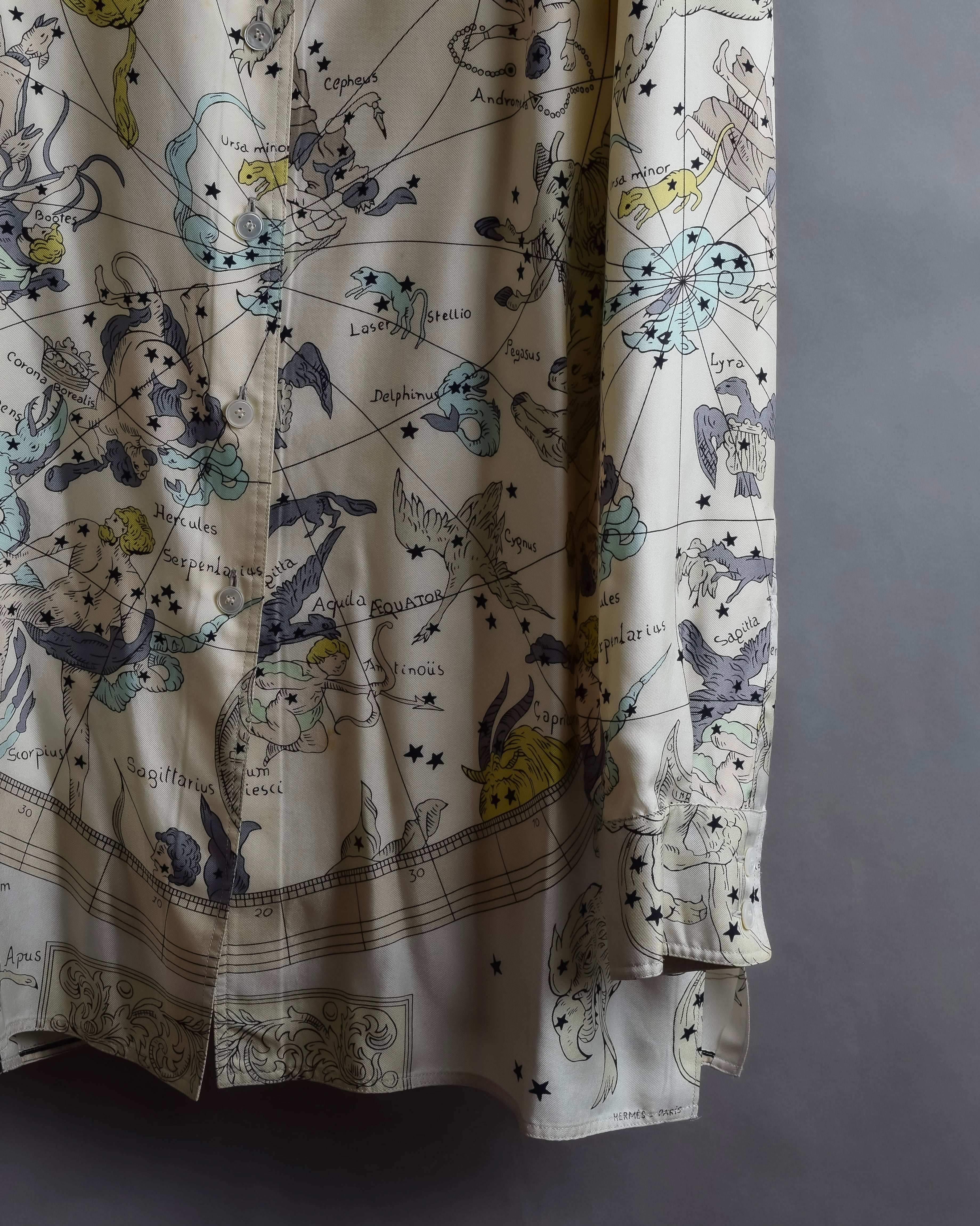 "HERMES" Margiela period Les Étoiles, Stars silk shirt