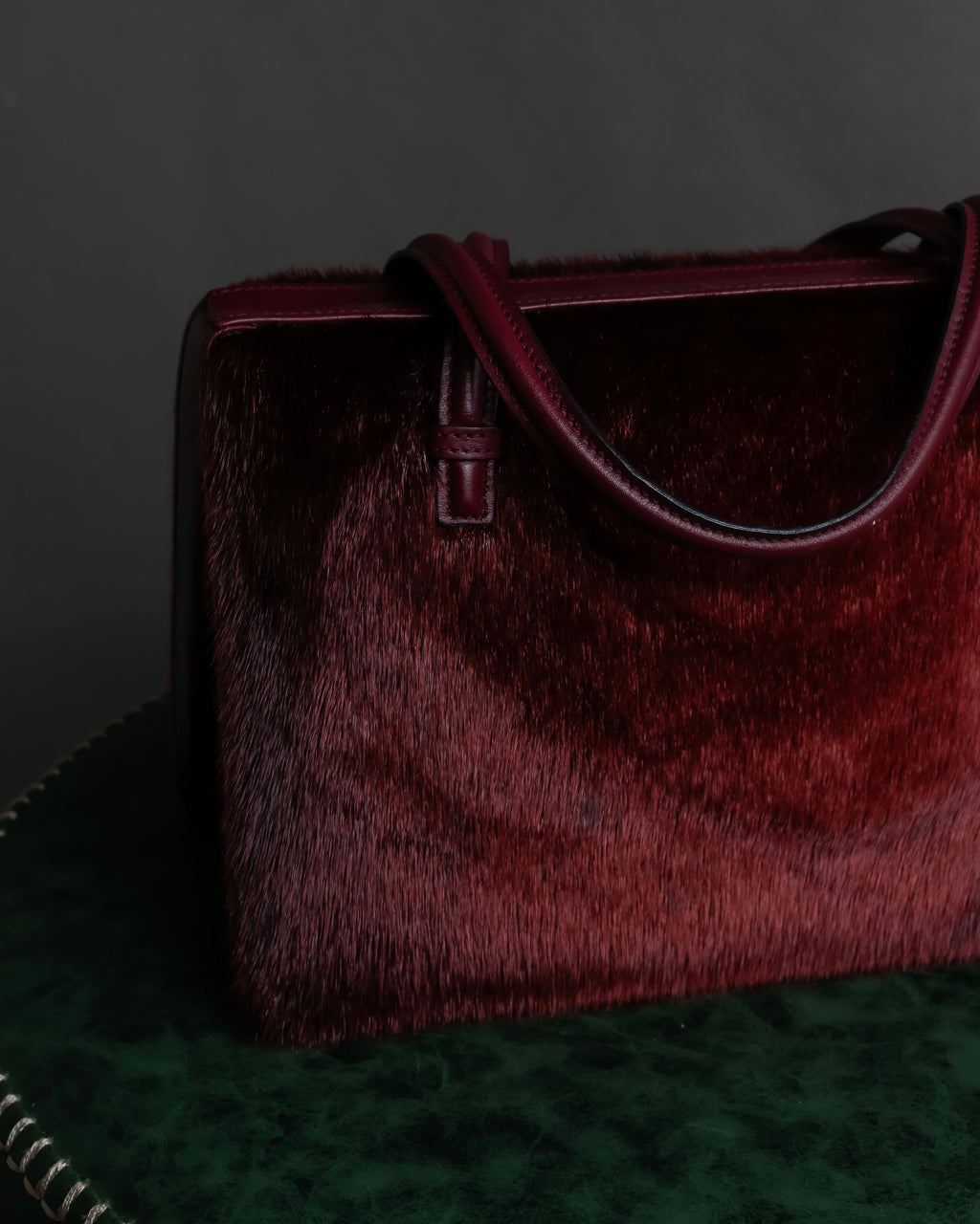 "LOEWE" Seal fur leather hand bag